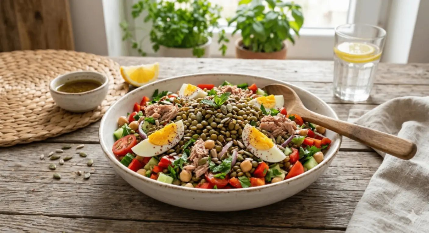 Yüksek Proteinli Yeşil Mercimek Salatası Yüksek Proteinli Yeşil Mercimek Salatası