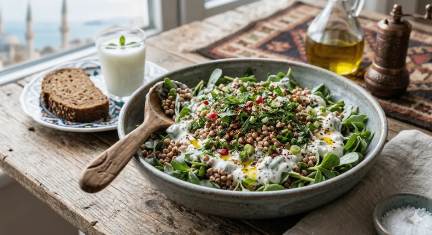 Yoğurtlu Karabuğdaylı Semizotu Salatası Yoğurtlu Karabuğdaylı Semizotu Salatası