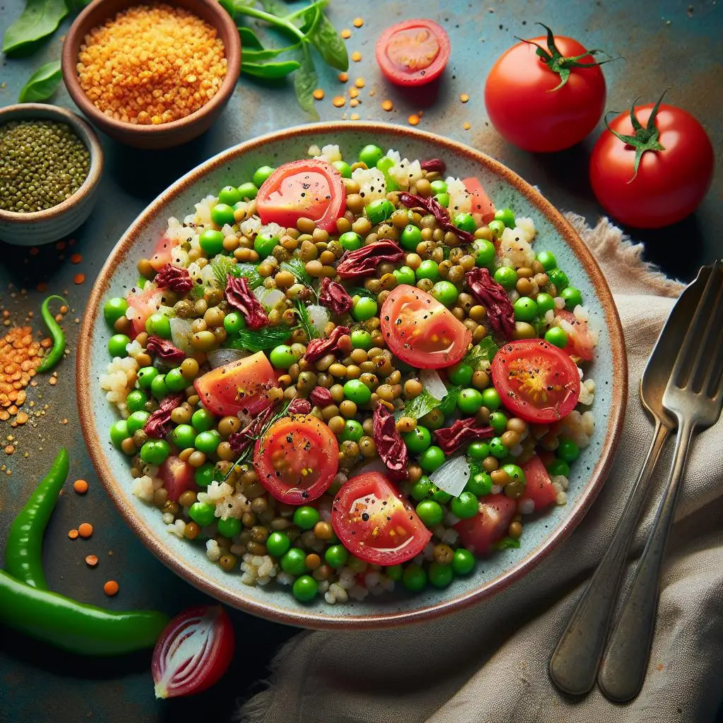 Yeşil Mercimekli ve Bulgurlu Akdeniz Salatası Yeşil Mercimekli ve Bulgurlu Akdeniz Salatası